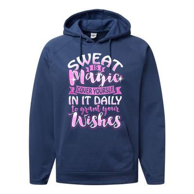 Sweat Is Magic Loves Yoga Practice Yogi Quote Namaste Zen Meaningful Gift Performance Fleece Hoodie