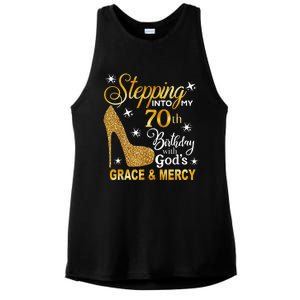 Stepping into my 70th birthday with God's grace & Mercy Ladies PosiCharge Tri-Blend Wicking Tank