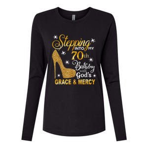 Stepping into my 70th birthday with God's grace & Mercy Womens Cotton Relaxed Long Sleeve T-Shirt