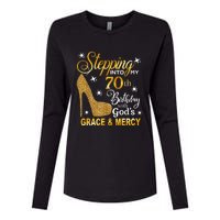 Stepping into my 70th birthday with God's grace & Mercy Womens Cotton Relaxed Long Sleeve T-Shirt