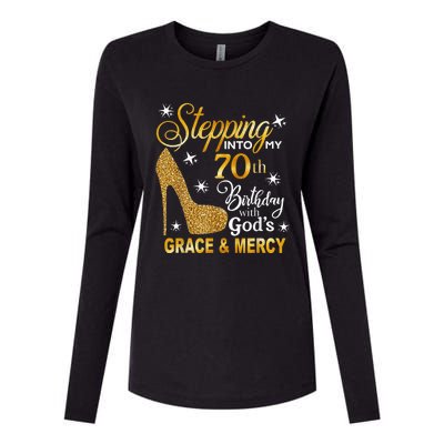 Stepping into my 70th birthday with God's grace & Mercy Womens Cotton Relaxed Long Sleeve T-Shirt