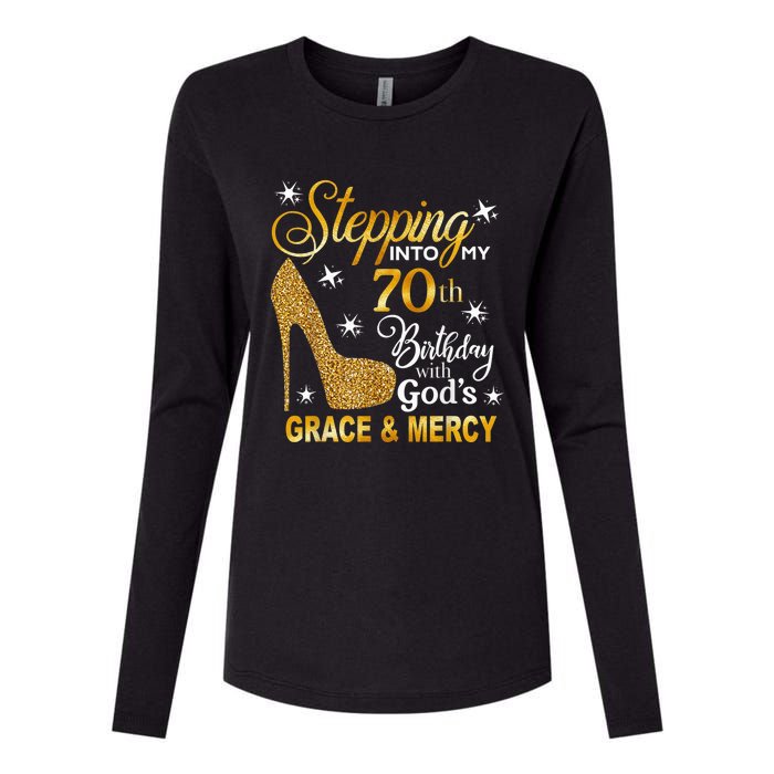 Stepping into my 70th birthday with God's grace & Mercy Womens Cotton Relaxed Long Sleeve T-Shirt