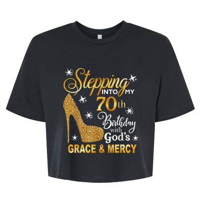 Stepping into my 70th birthday with God's grace & Mercy Bella+Canvas Jersey Crop Tee