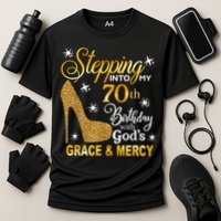 Stepping into my 70th birthday with God's grace & Mercy Cooling Performance Crew T-Shirt