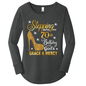 Stepping into my 70th birthday with God's grace & Mercy Women's Perfect Tri Tunic Long Sleeve Shirt