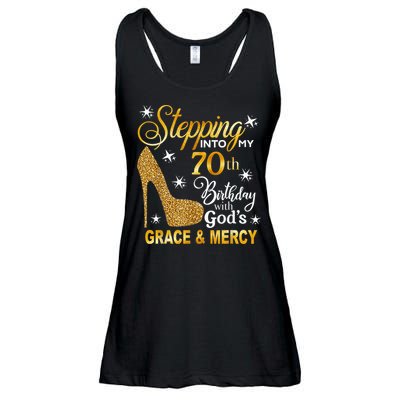 Stepping into my 70th birthday with God's grace & Mercy Ladies Essential Flowy Tank