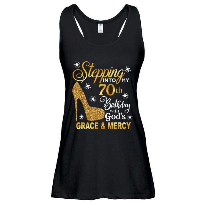 Stepping into my 70th birthday with God's grace & Mercy Ladies Essential Flowy Tank