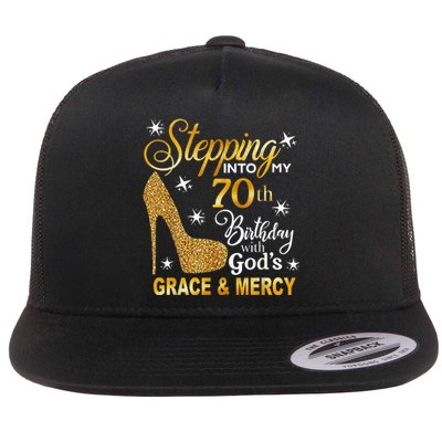 Stepping into my 70th birthday with God's grace & Mercy Flat Bill Trucker Hat