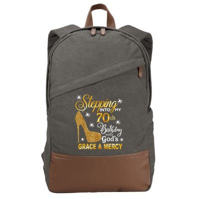 Stepping into my 70th birthday with God's grace & Mercy Cotton Canvas Backpack