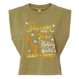 Stepping into my 70th birthday with God's grace & Mercy Garment-Dyed Women's Muscle Tee