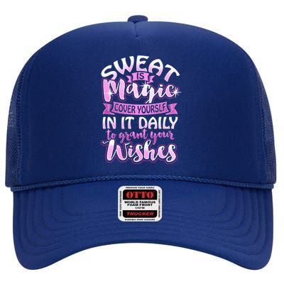 Sweat Is Magic Loves Yoga Practice Yogi Quote Namaste Zen Cute Gift High Crown Mesh Back Trucker Hat