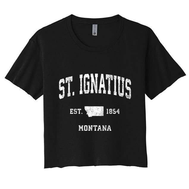 St. Ignatius Montana Mt Vintage Athletic Sports Design Crop Top