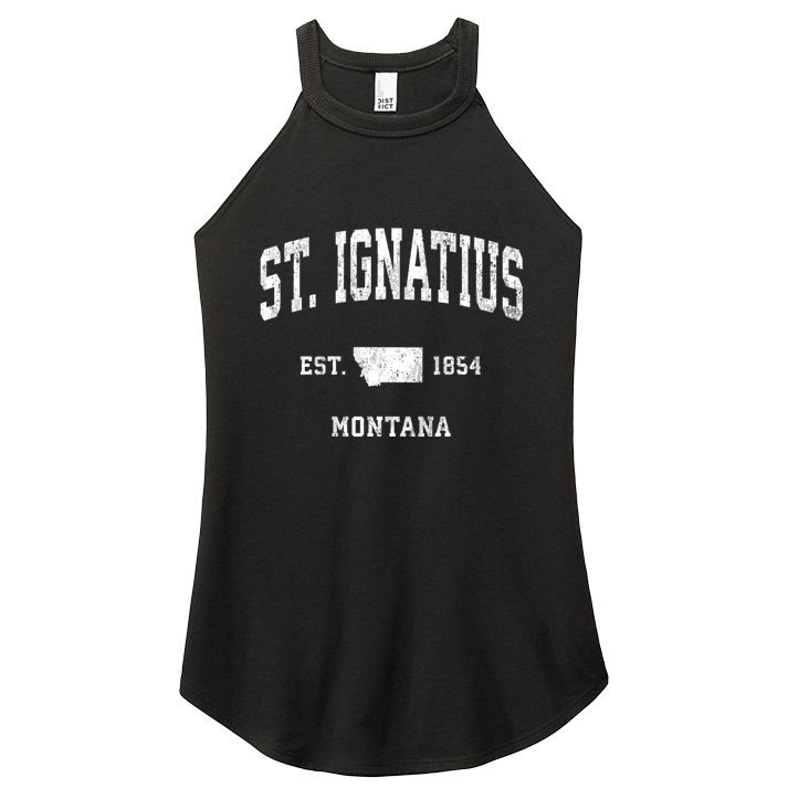 St. Ignatius Montana Mt Vintage Athletic Sports Design Women's Perfect Tri Rocker Tank