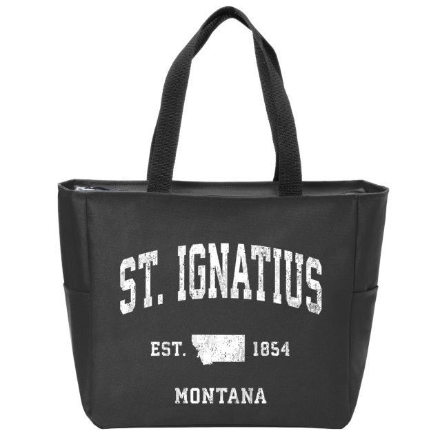 St. Ignatius Montana Mt Vintage Athletic Sports Design Zip Tote Bag