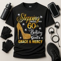 Stepping Into My 60th Birthday With Gods Grace & Mercy Cooling Performance Crew T-Shirt