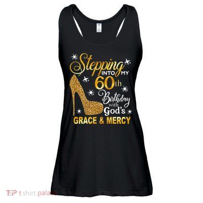 Stepping Into My 60th Birthday With Gods Grace & Mercy Ladies Essential Flowy Tank