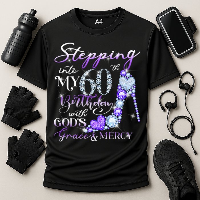 Stepping into my 60th birthday with God's grace & Mercy Cooling Performance Crew T-Shirt