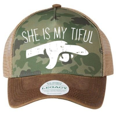 She Is My Tiful Halloween Costume Ghost Matching Couple Gift Legacy Tie Dye Trucker Hat