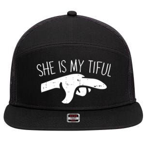 She Is My Tiful Halloween Costume Ghost Matching Couple Gift 7 Panel Mesh Trucker Snapback Hat