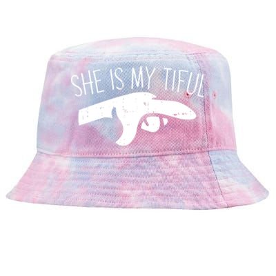 She Is My Tiful Halloween Costume Ghost Matching Couple Gift Tie-Dyed Bucket Hat