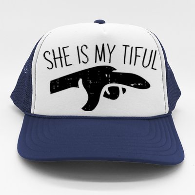 She Is My Tiful Halloween Costume Ghost Matching Couple Gift Trucker Hat