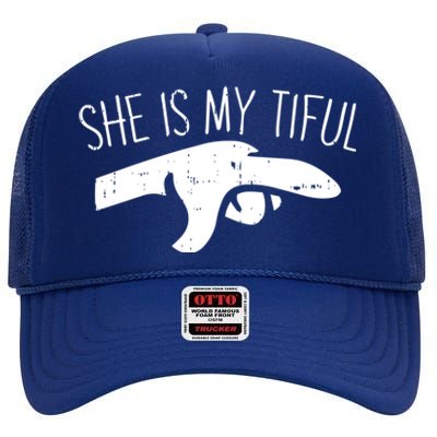 She Is My Tiful Halloween Costume Ghost Matching Couple Gift High Crown Mesh Back Trucker Hat