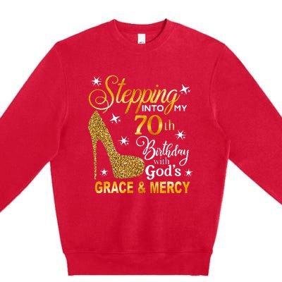 Stepping Into My 70th Birthday With Gods Grace & Mercy Premium Crewneck Sweatshirt