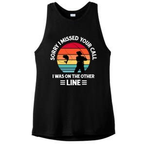 Sorry I Missed Your Call I Was On The Other Line Fishing Ladies PosiCharge Tri-Blend Wicking Tank