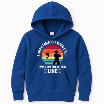 Sorry I Missed Your Call I Was On The Other Line Fishing Kids Hoodie