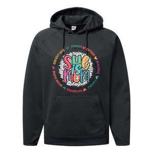 She Is Mom Greatly Love Strong Chosen Beautiful Performance Fleece Hoodie