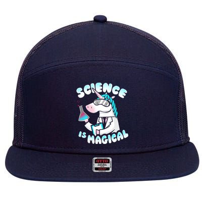 Science Is Magical Lab Unicorn Funny 7 Panel Mesh Trucker Snapback Hat