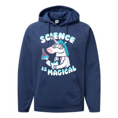 Science Is Magical Lab Unicorn Funny Performance Fleece Hoodie