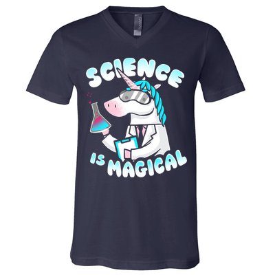 Science Is Magical Lab Unicorn Funny V-Neck T-Shirt