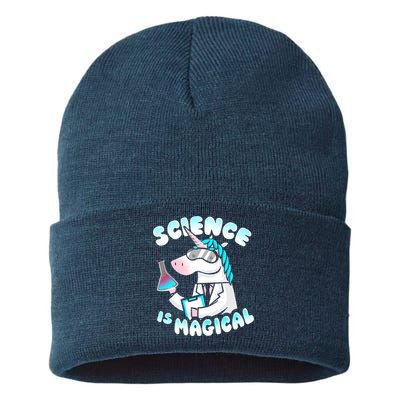 Science Is Magical Lab Unicorn Funny Sustainable Knit Beanie