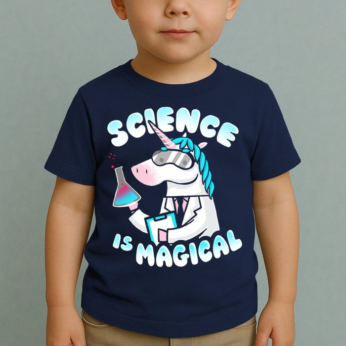 Science Is Magical Lab Unicorn Funny Toddler T-Shirt