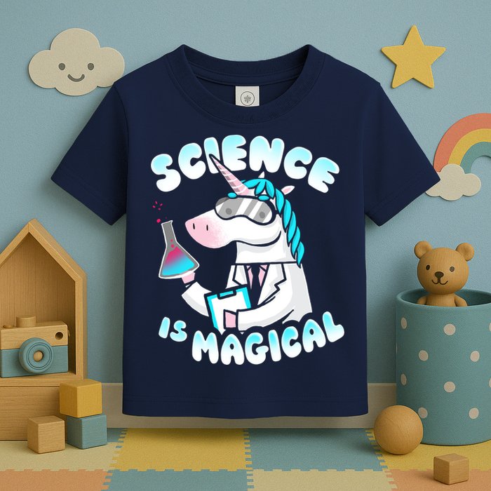 Science Is Magical Lab Unicorn Funny Toddler T-Shirt