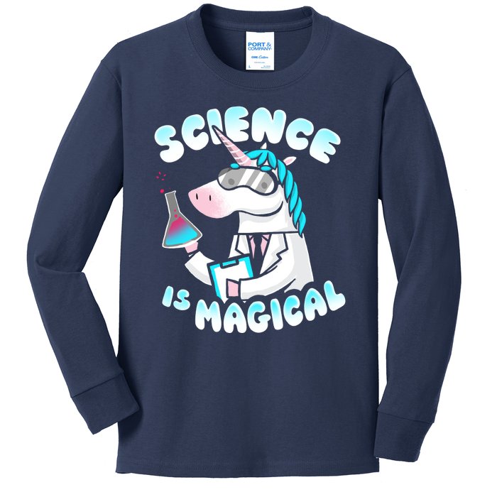 Science Is Magical Lab Unicorn Funny Kids Long Sleeve Shirt