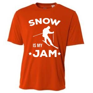 Snow Is My Jam Skiing Lover Sports Ski Instructor Skier Gift Cooling Performance Crew T-Shirt