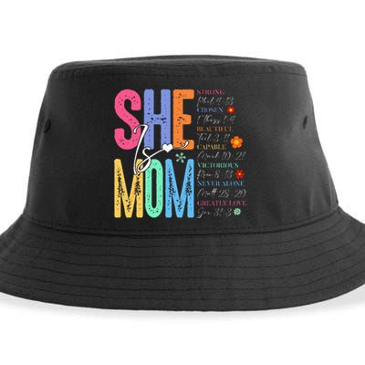 She Is Mom Christian MotherS Day Jesus Mama Religious Sustainable Bucket Hat