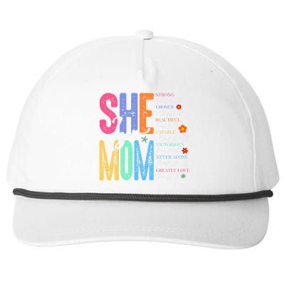 She Is Mom Christian MotherS Day Jesus Mama Religious Snapback Five-Panel Rope Hat