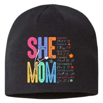 She Is Mom Christian MotherS Day Jesus Mama Religious Sustainable Beanie