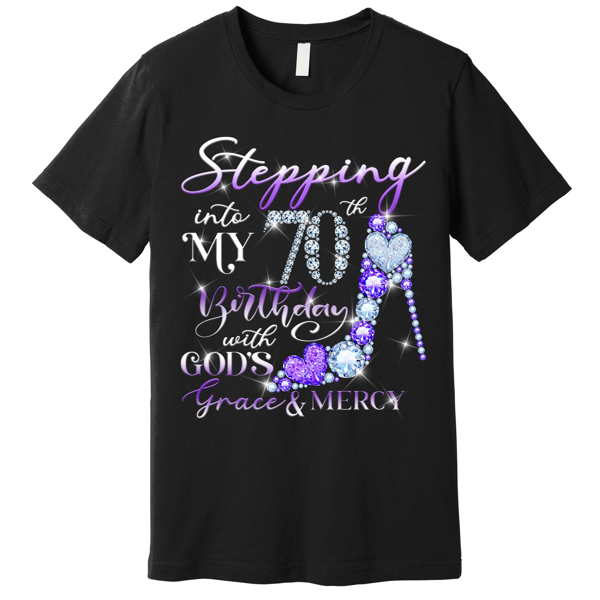 Stepping into my 70th birthday with God's grace & Mercy Premium T-Shirt