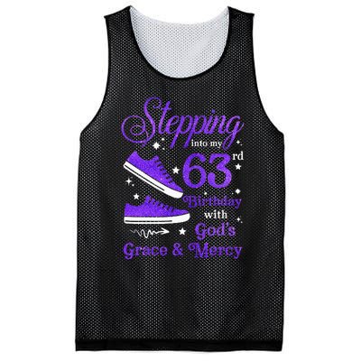 Stepping Into My 63rd Birthday With God's Grace & Mercy Bday Mesh Reversible Basketball Jersey Tank