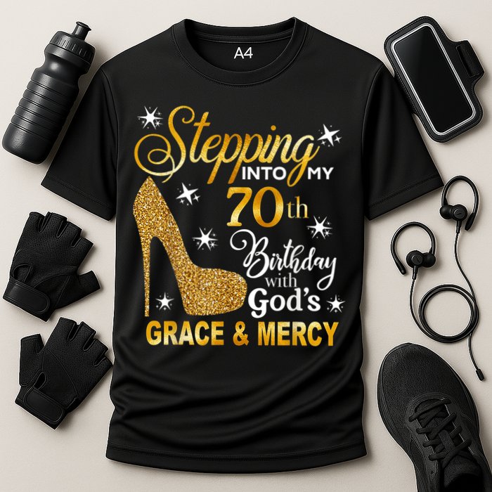 Stepping into my 70th birthday with God's grace & Mercy Cooling Performance Crew T-Shirt