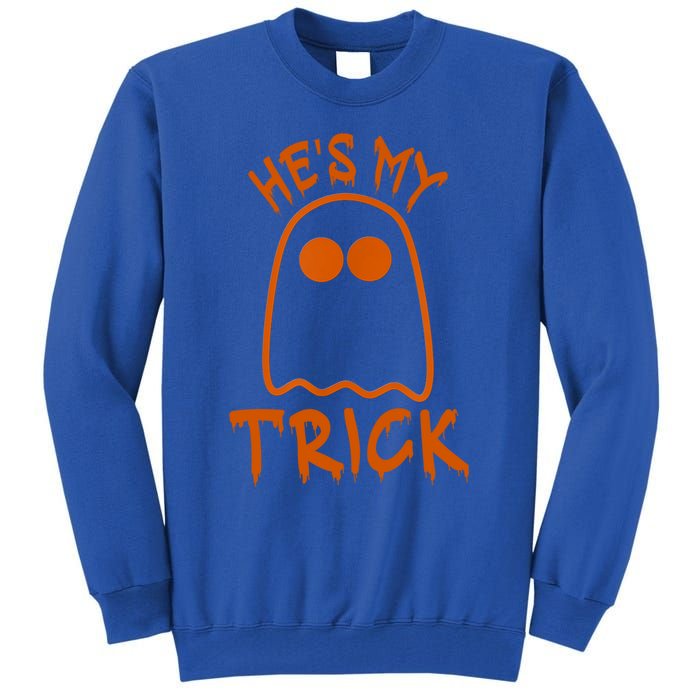 She Is My Trick He Is My Treat Couple Funny Halloween Gift Tall Sweatshirt