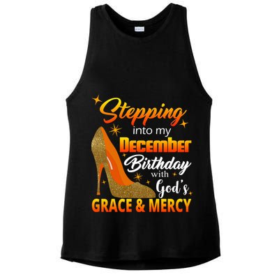 Stepping Into My December Birthday With God's Grace And Mercy Ladies PosiCharge Tri-Blend Wicking Tank