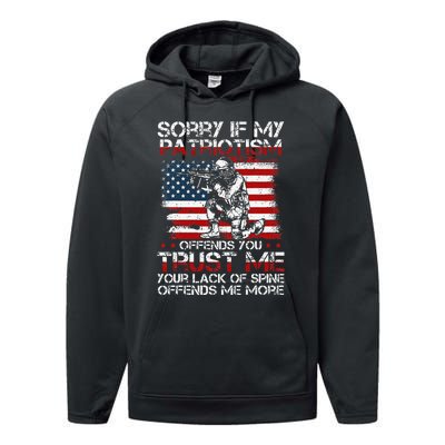 Sorry If My Patriotism Offends You Patriotic US Flag & Army Performance Fleece Hoodie