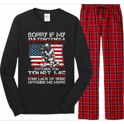 Sorry If My Patriotism Offends You Patriotic US Flag & Army Long Sleeve Pajama Set