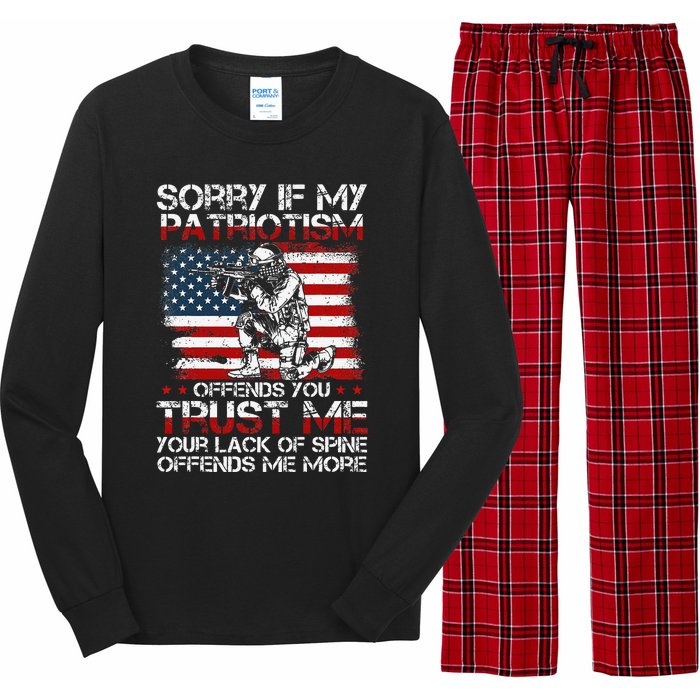 Sorry If My Patriotism Offends You Patriotic US Flag & Army Long Sleeve Pajama Set