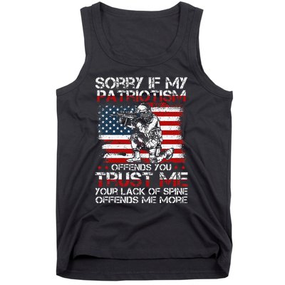 Sorry If My Patriotism Offends You Patriotic US Flag & Army Tank Top